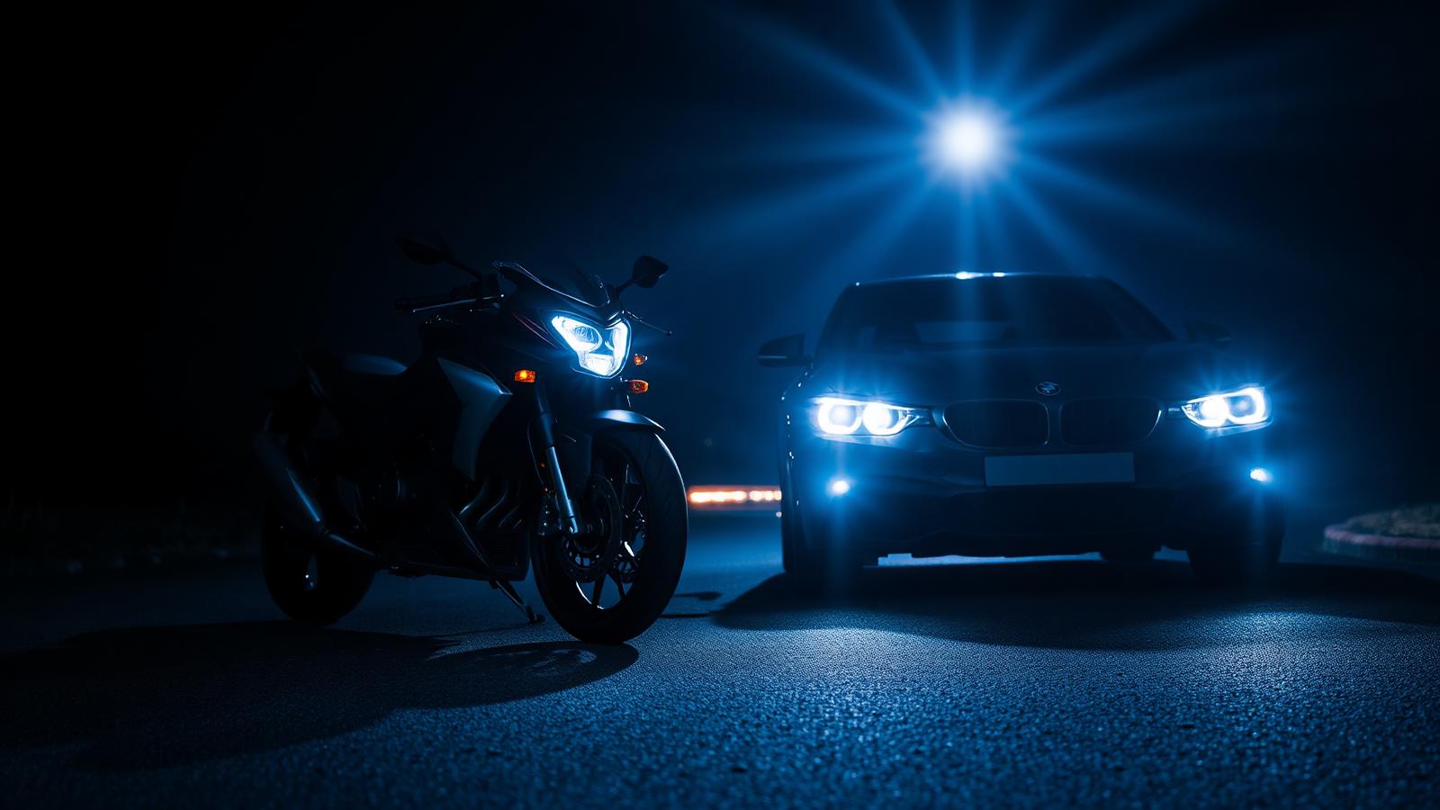 Vehículo con luces LED ZONI cortando la oscuridad