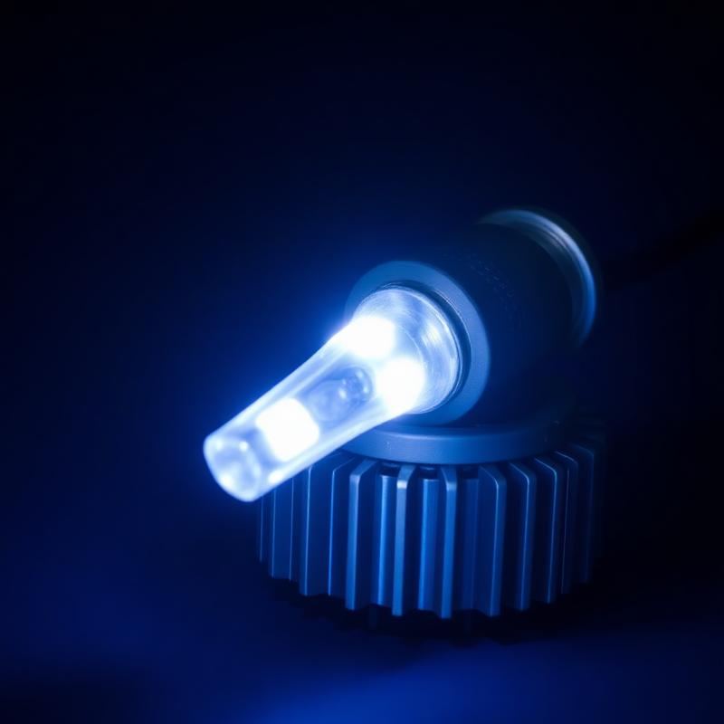 Foco LED encendido en detalle